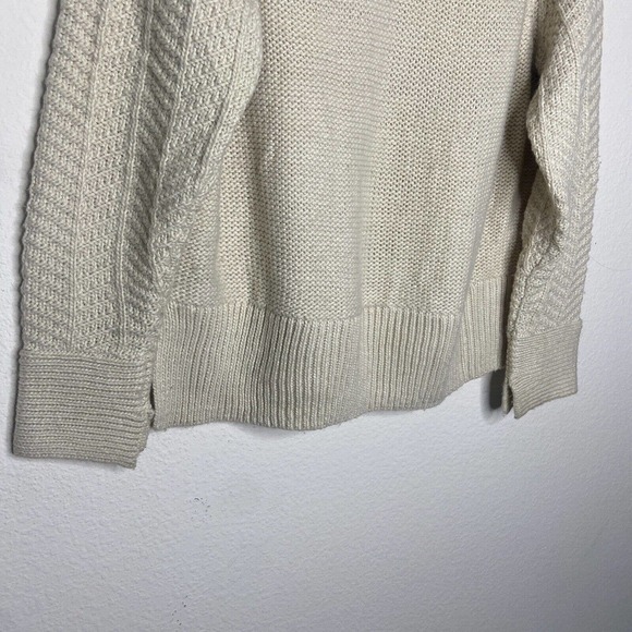 H&M Chunky Knit Slit Hem Slit Cuff Khaki Sweater M - Picture 8 of 9